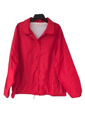 Vintage 80s Swingster Red Nylon Windbreaker Jacket Lined Womens 3XL 29x29